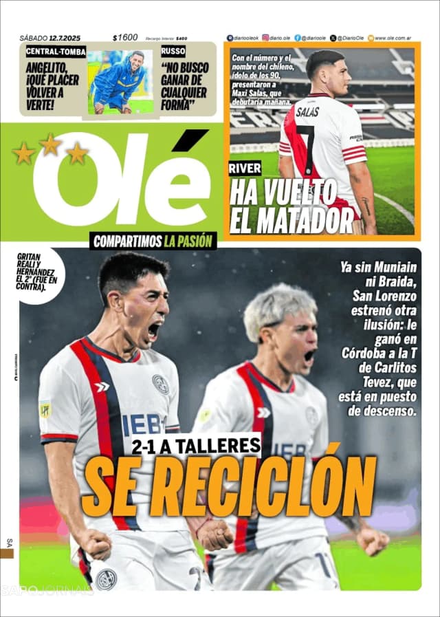 Capa jornal Olé 2025-07-12