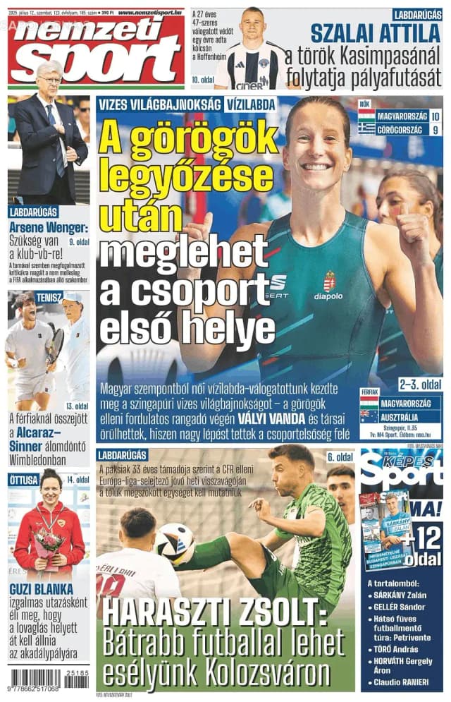 Capa jornal Nemzeti Sport 2025-07-12