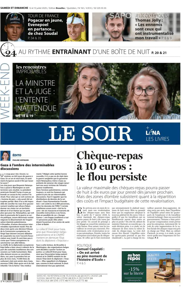 Capa jornal Le Soir 2025-07-12