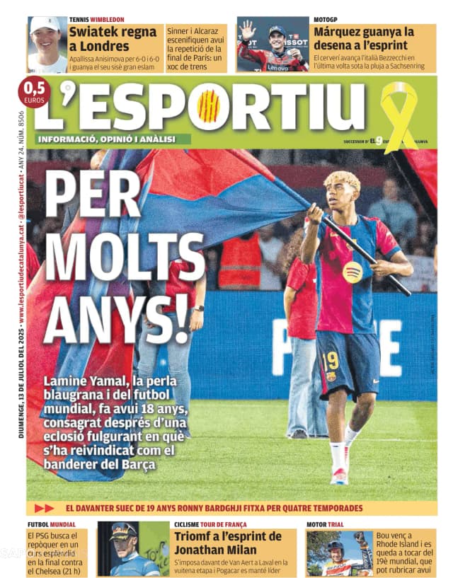 Capa jornal L'esportiu 2025-07-13