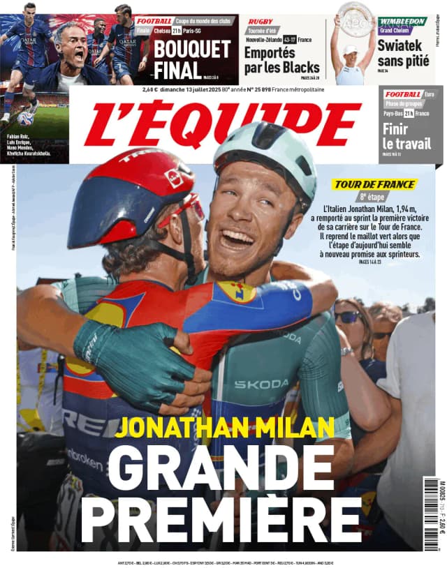 Capa jornal L'Équipe 2025-07-13
