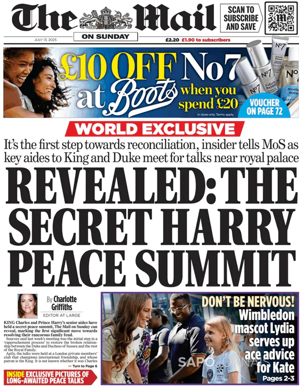 Capa jornal Daily Mail 2025-07-13