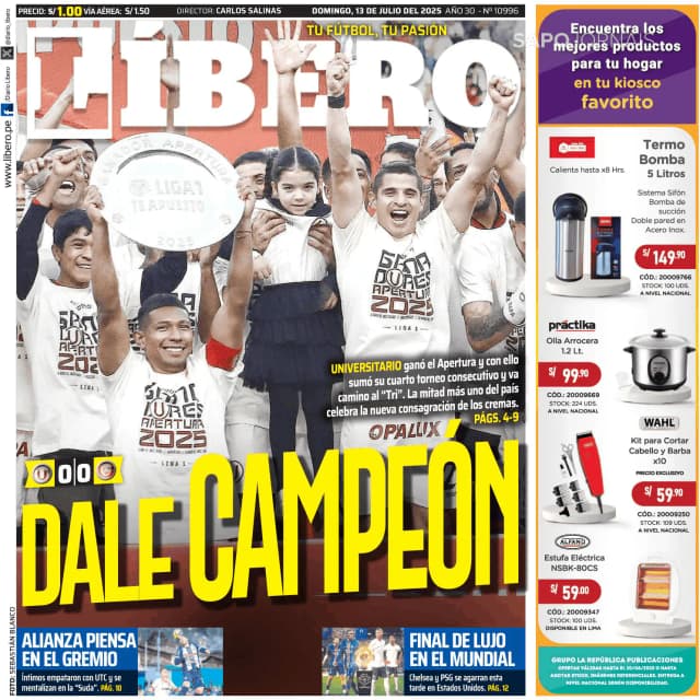Capa jornal Líbero 2025-07-13