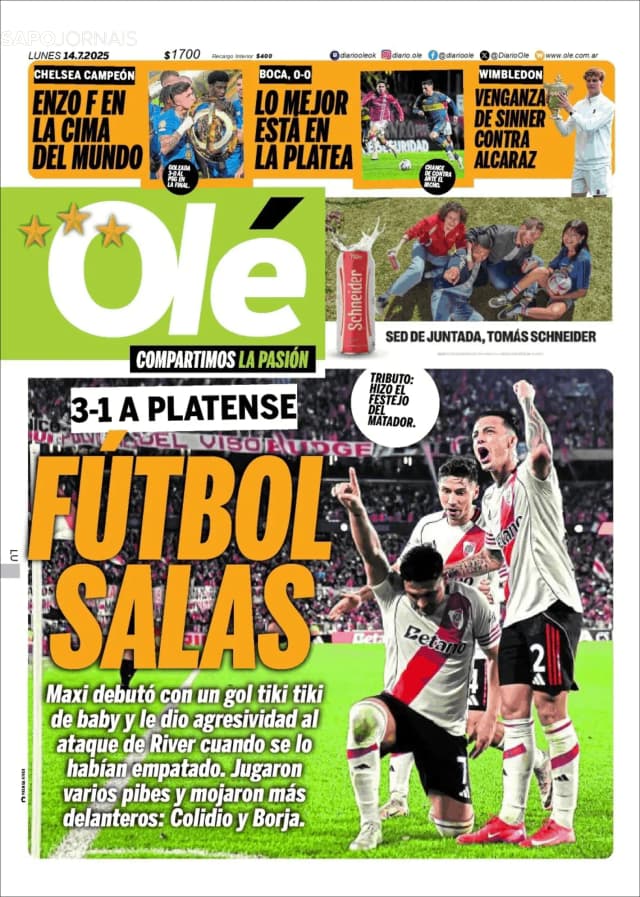 Capa jornal Olé 2025-07-14