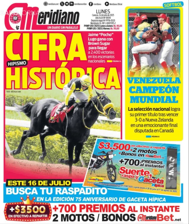 Capa jornal Meridiano 2025-07-14