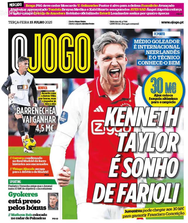 Capa jornal O Jogo 2025-07-15