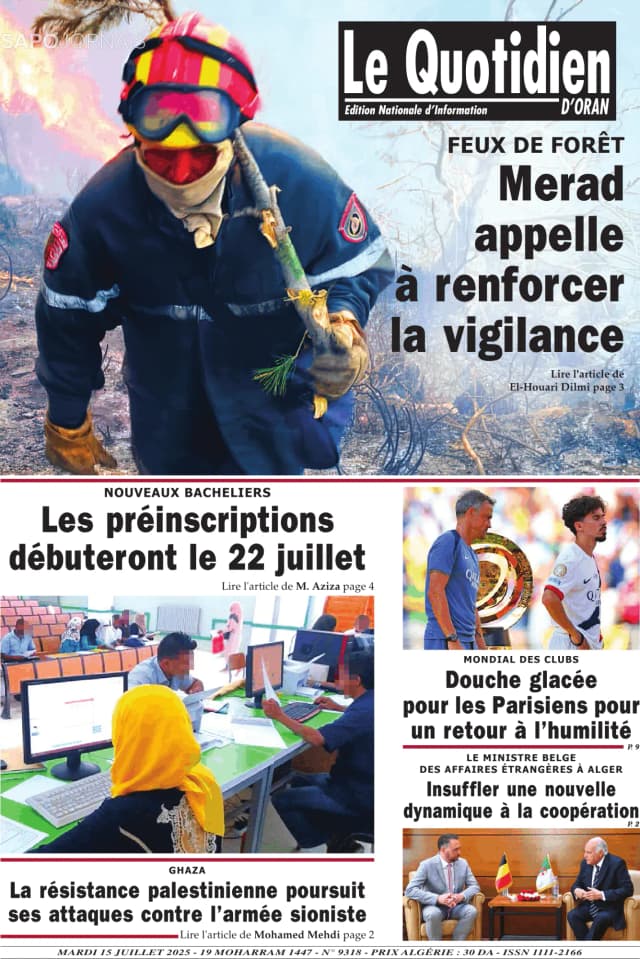 Capa jornal Le Quotidien D’Oran 2025-07-15