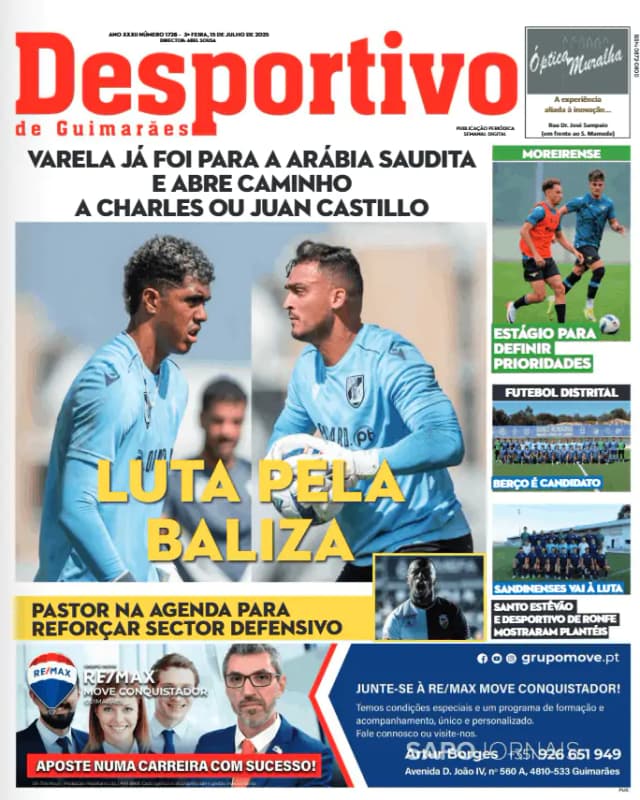 Capa jornal Desportivo de Guimarães 2025-07-15