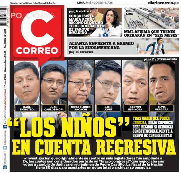 Capa jornal Diario Correo 2025-07-16