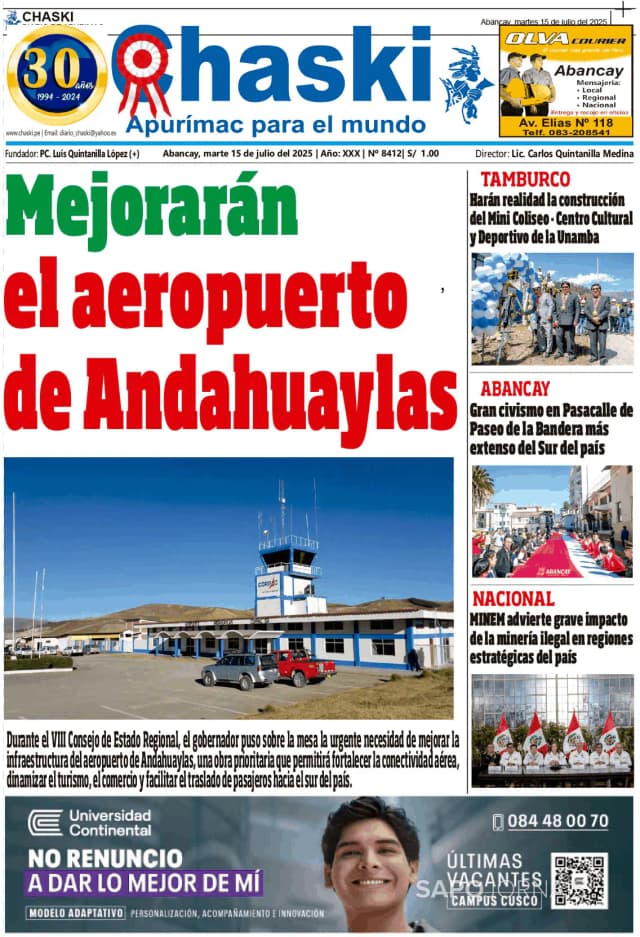 Capa jornal Chaski 2025-07-15