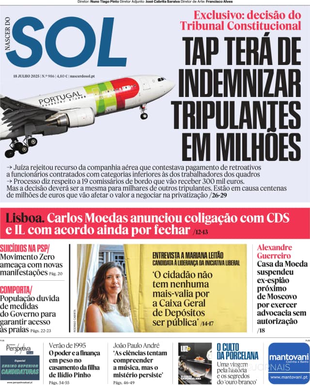 Capa jornal Nascer do SOL 2025-07-18