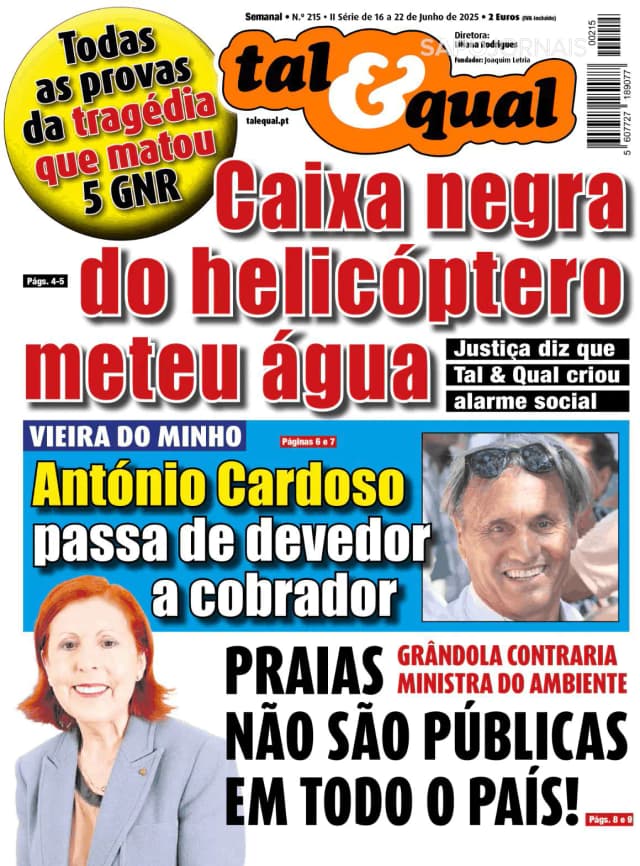 Capa jornal Tal & Qual 2025-07-16