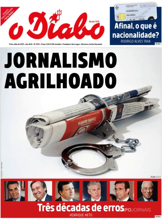 Capa jornal O Diabo 2025-07-18