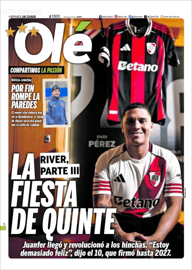 Capa jornal Olé 2025-07-18