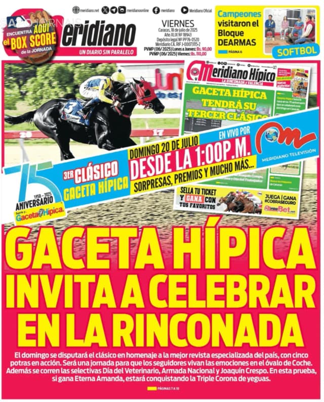 Capa jornal Meridiano 2025-07-18