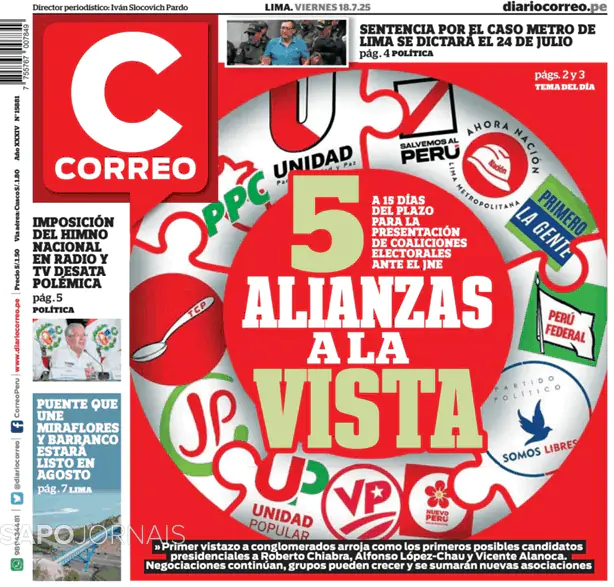 Capa jornal Diario Correo 2025-07-18
