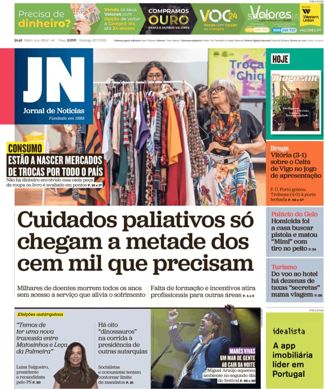 Capa jornal Jornal de Notícias 2025-07-20