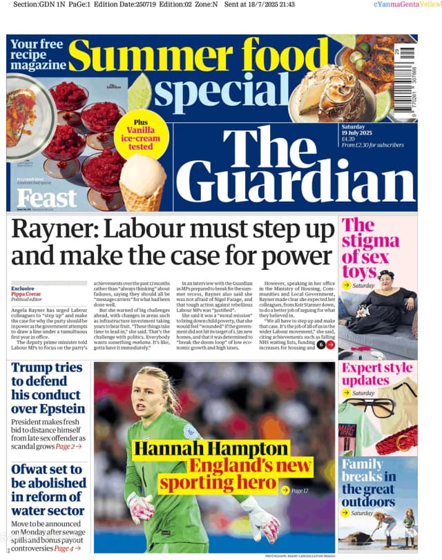 Capa jornal The Guardian 2025-07-19