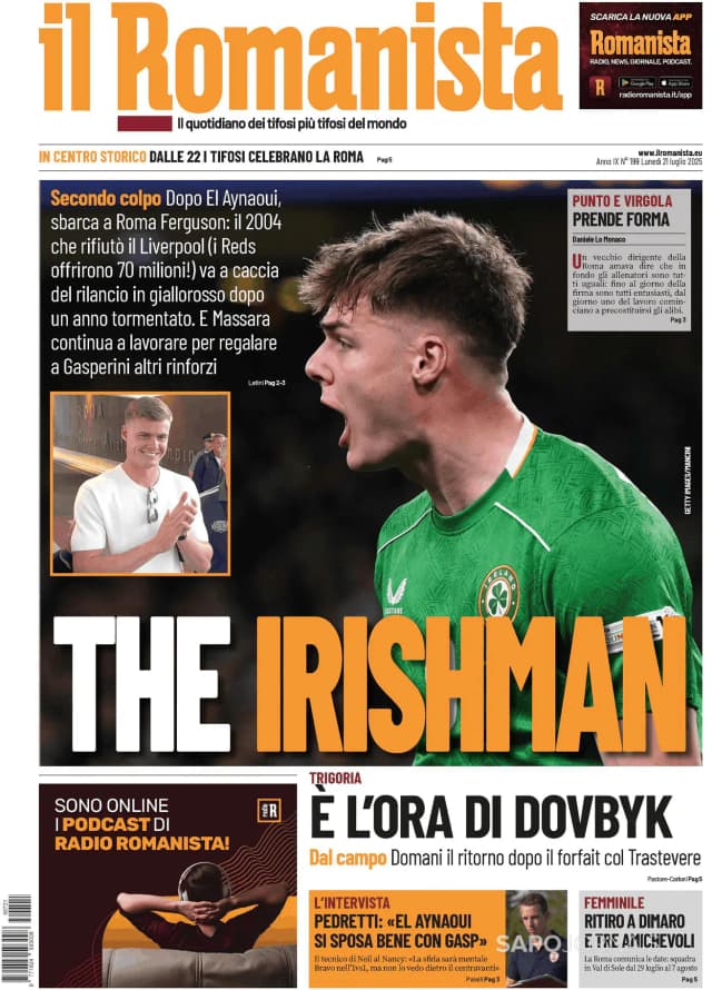 Capa jornal Il Romanista 2025-07-21