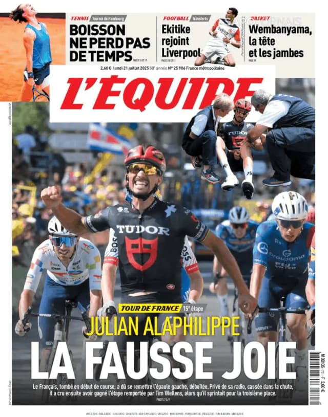Capa jornal L'Équipe 2025-07-21
