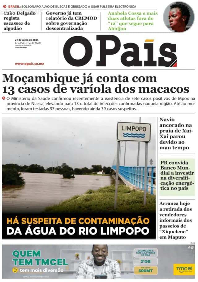 Capa jornal O País 2025-07-21