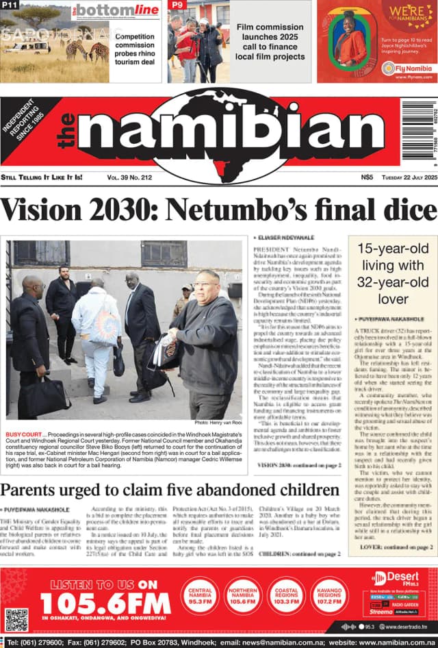 Capa jornal The Namibian 2025-07-22