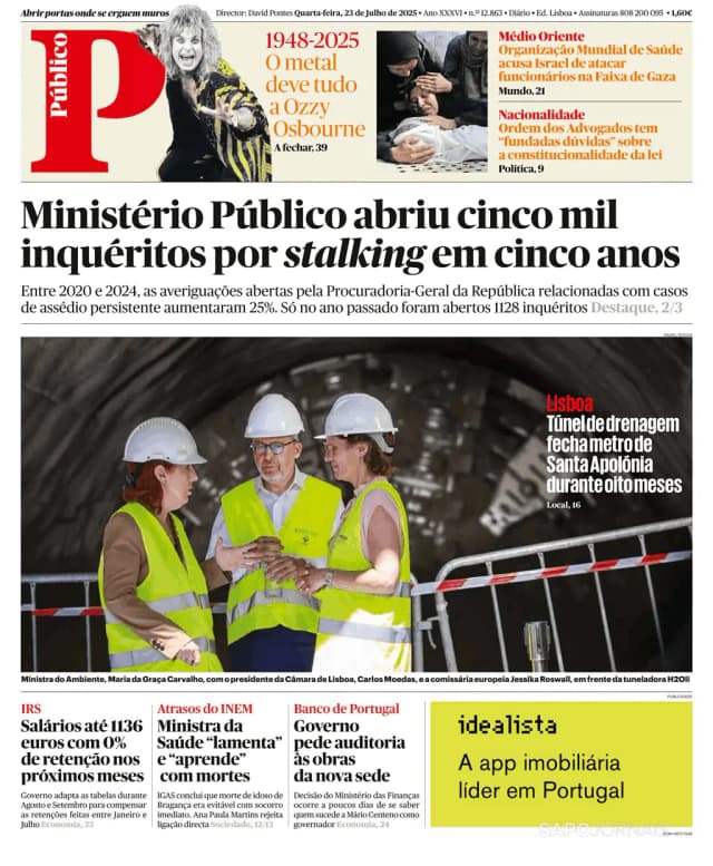 Capa jornal Público 2025-07-23