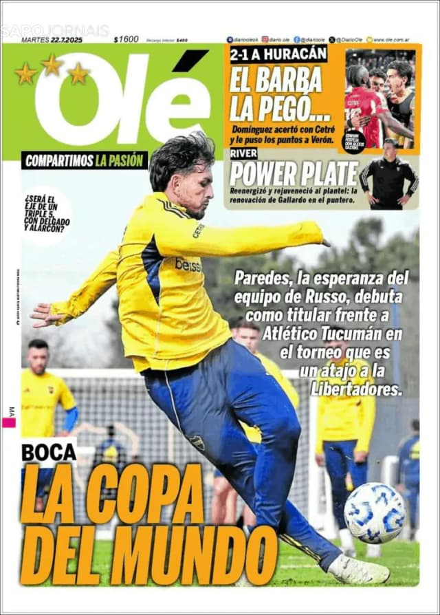 Capa jornal Olé 2025-07-22