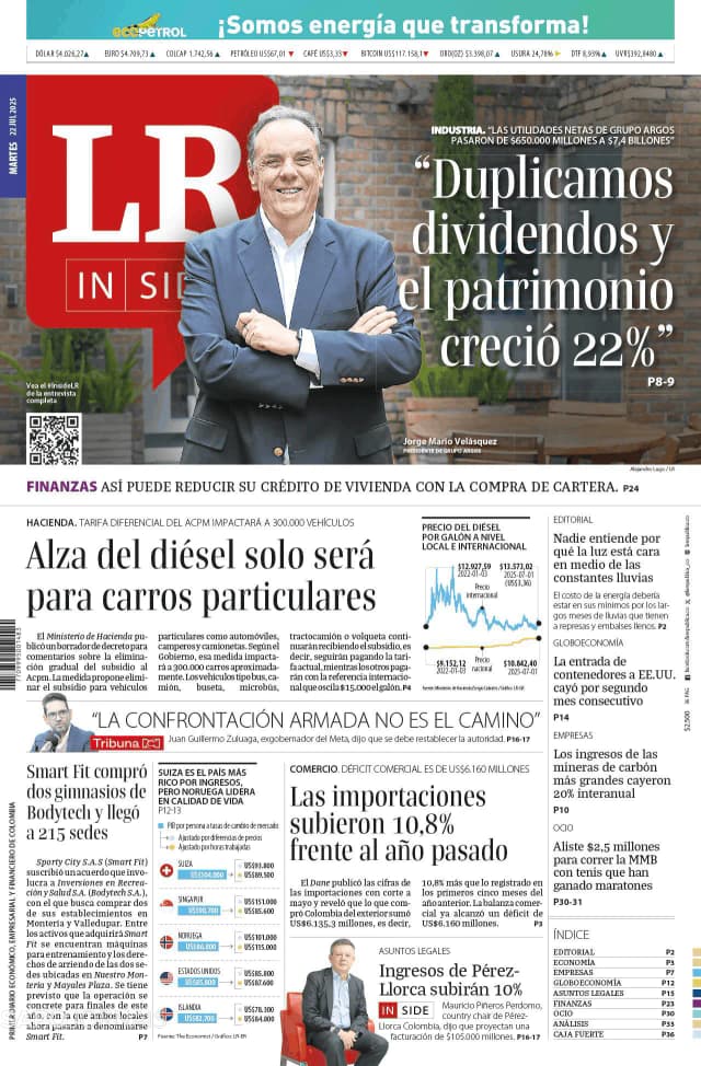 Capa jornal La Republica 2025-07-22
