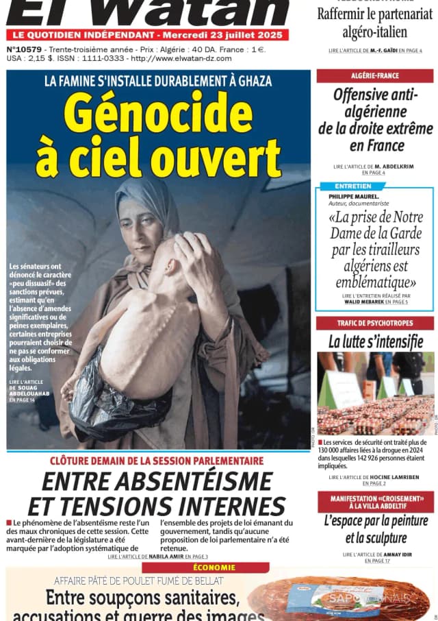 Capa jornal El Watan 2025-07-23