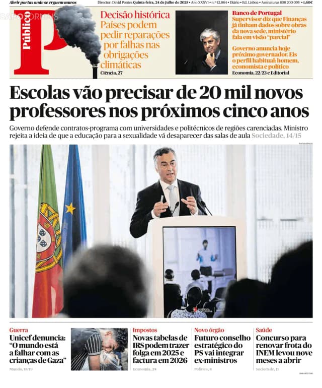 Capa jornal Público 2025-07-24