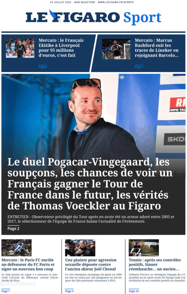 Capa jornal Le Figaro Sport 2025-07-24