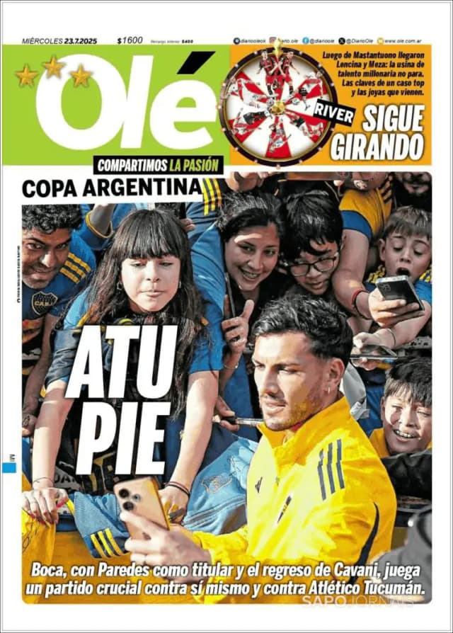 Capa jornal Olé 2025-07-23