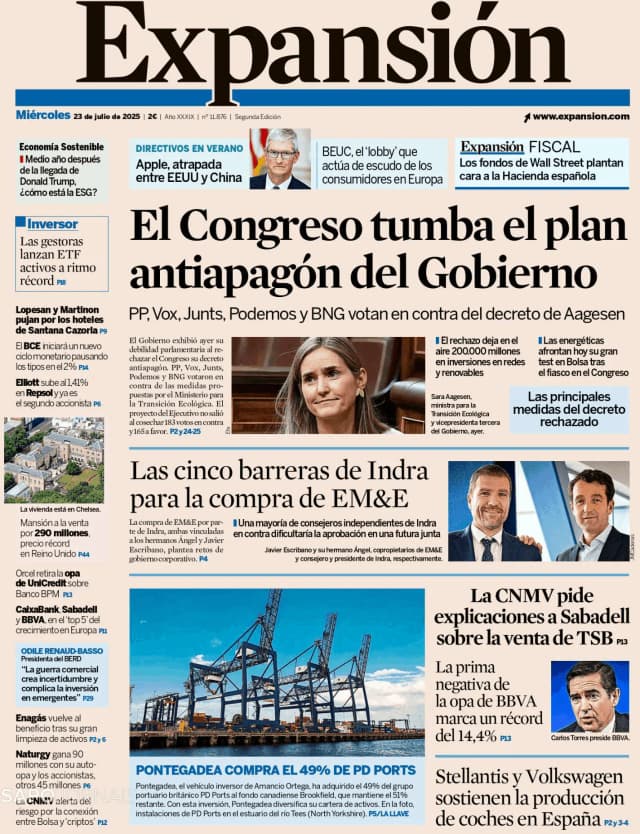Capa jornal Expansión 2025-07-23