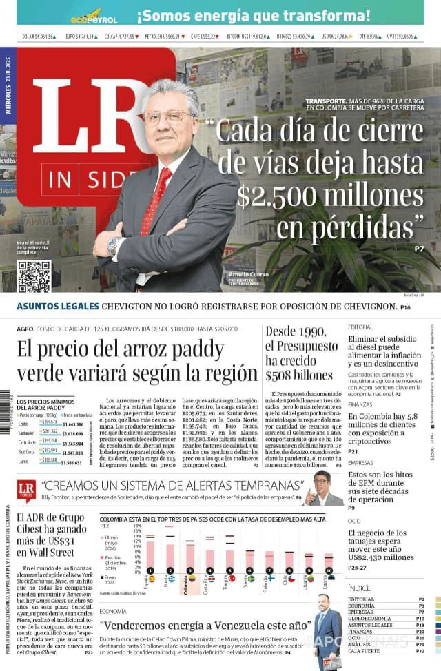 Capa jornal La Republica 2025-07-23
