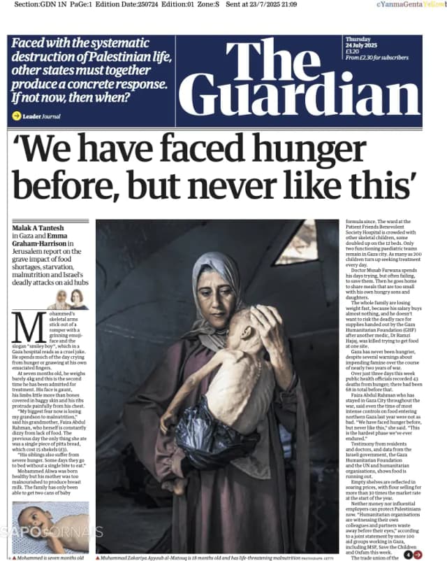Capa jornal The Guardian 2025-07-24
