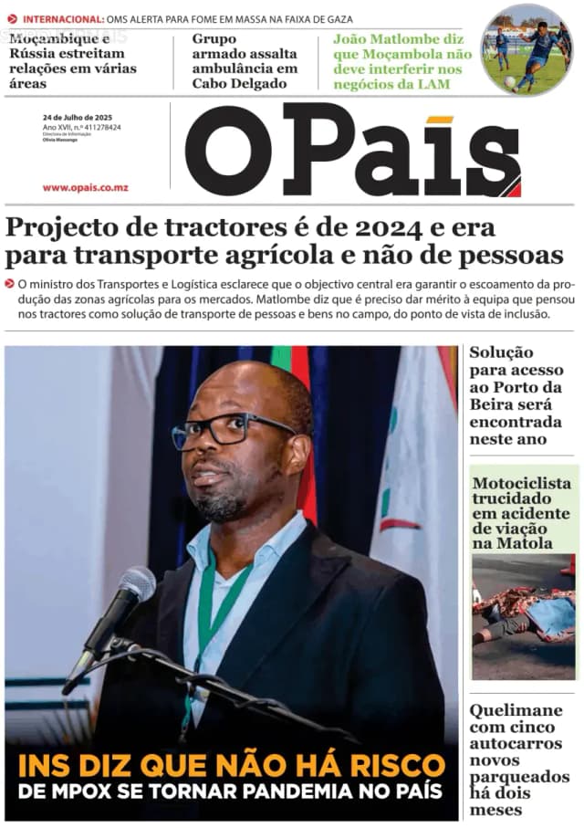 Capa jornal O País 2025-07-24