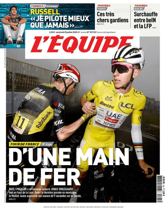 Capa jornal L'Équipe 2025-07-25