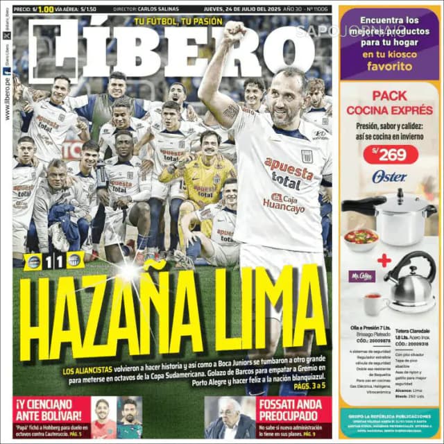Capa jornal Líbero 2025-07-24