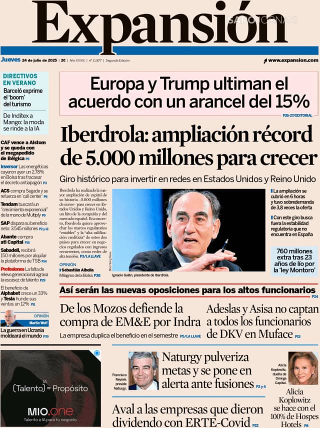 Capa jornal Expansión 2025-07-24