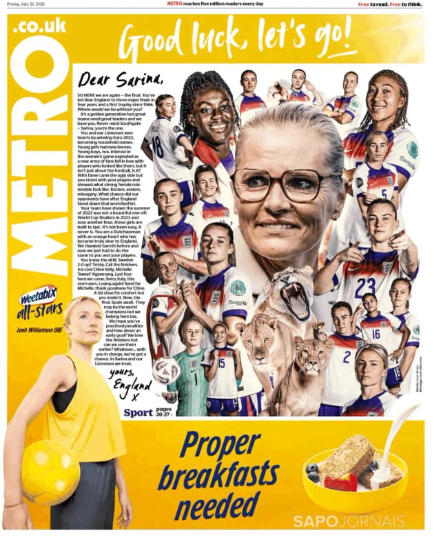 Capa jornal Metro London 2025-07-25