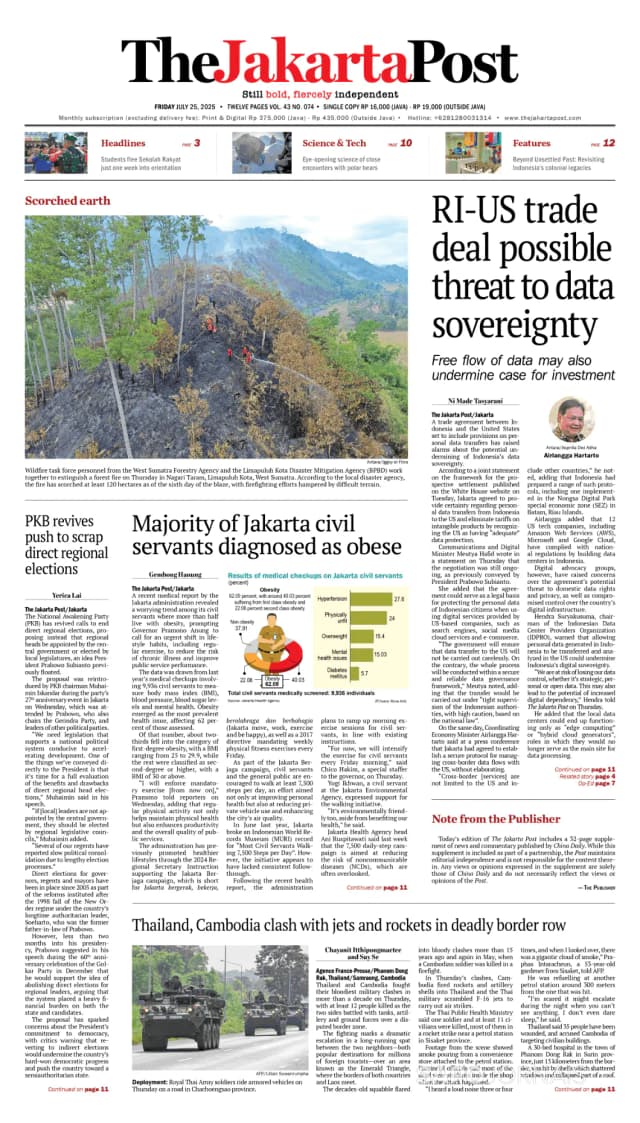 Capa jornal The Jakarta Post 2025-07-25