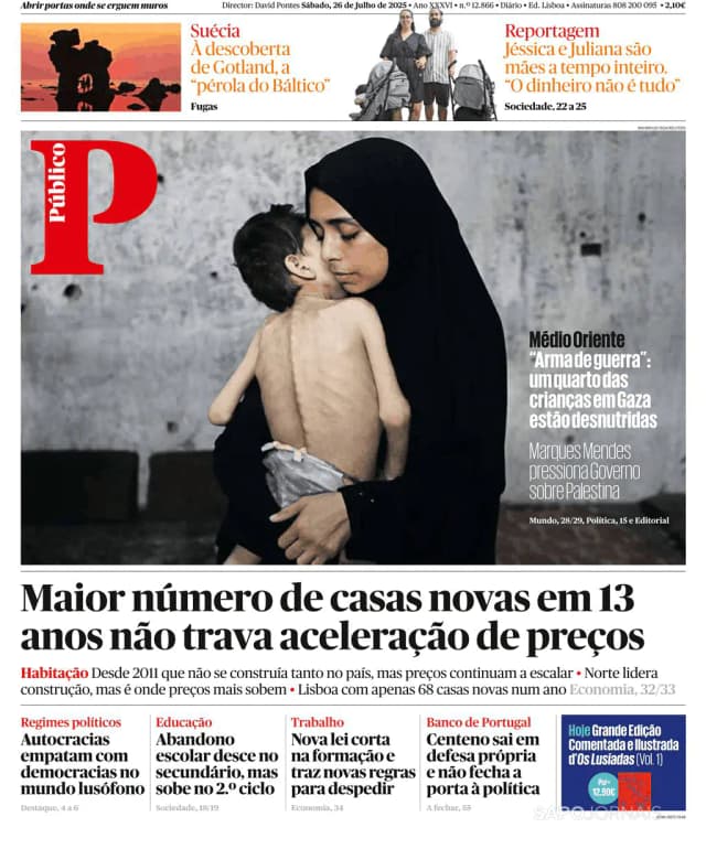 Capa jornal Público 2025-07-26