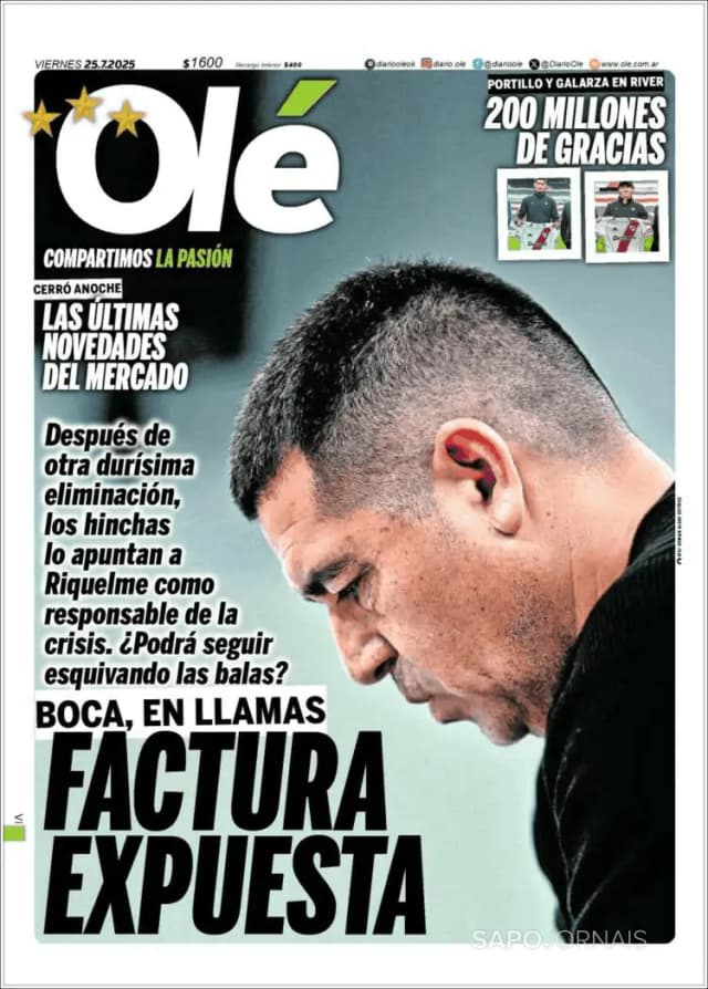 Capa jornal Olé 2025-07-25
