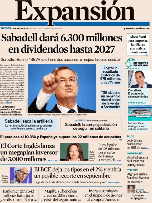 Capa jornal Expansión 2025-07-25