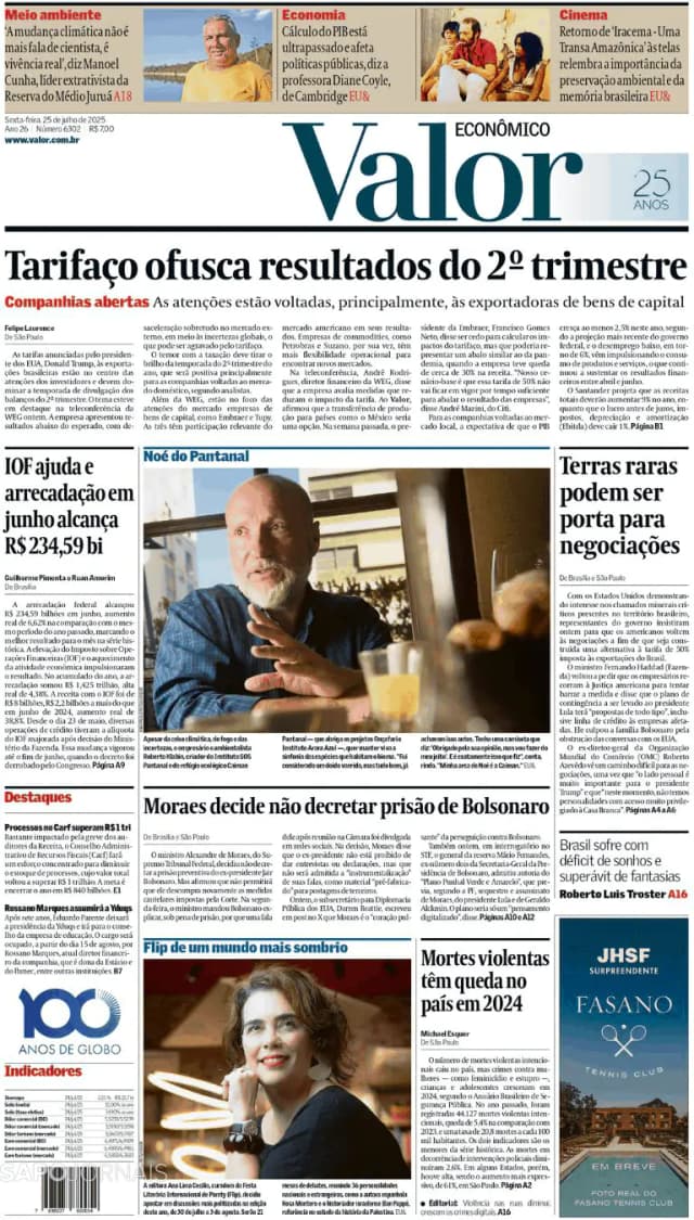 Capa jornal Valor Econômico 2025-07-25