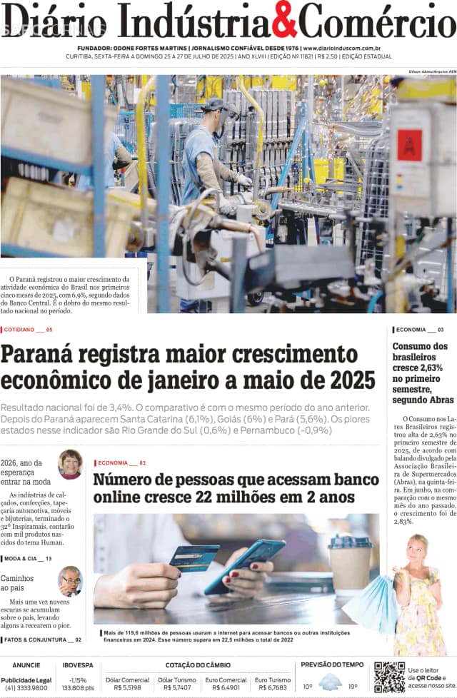 Capa jornal Diário Indústria & Comércio 2025-07-25