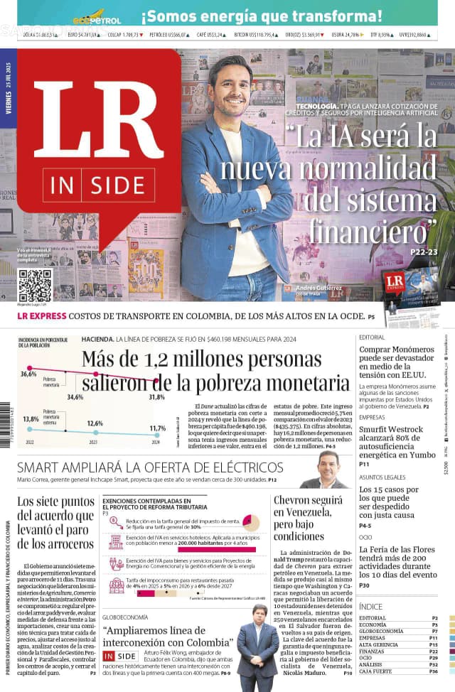 Capa jornal La Republica 2025-07-25