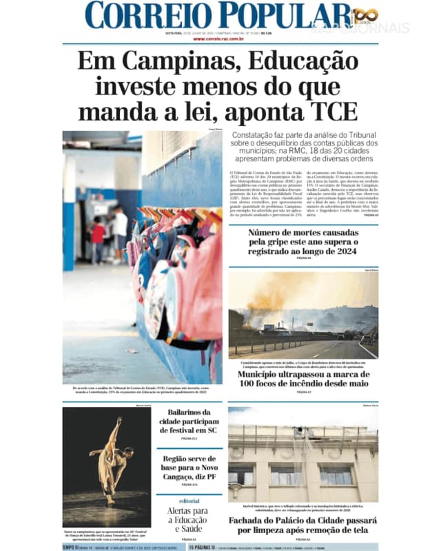 Capa jornal Correio Popular 2025-07-25
