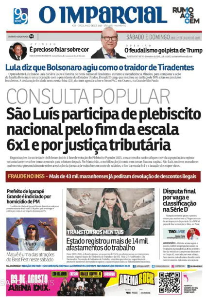 Capa jornal O Imparcial 2025-07-26